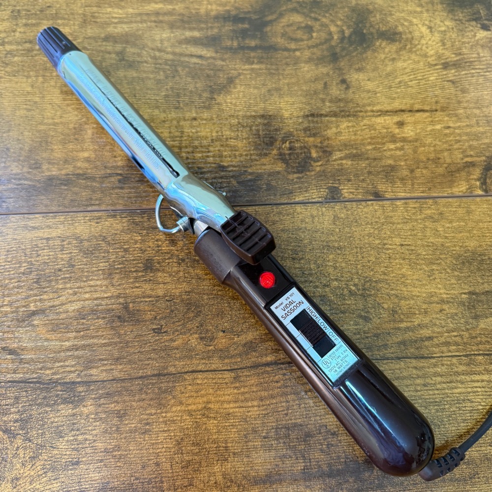 VTG 80s Vidal Sassoon‎ VS 101 Chrome Curling Iron Hair Styling Tool .75" Brown